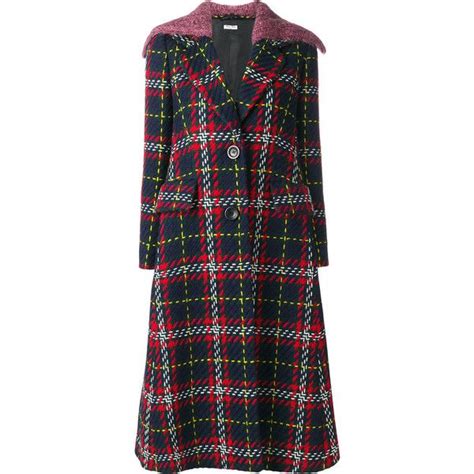 miu miu embellished plaid coat|Miu Miu.